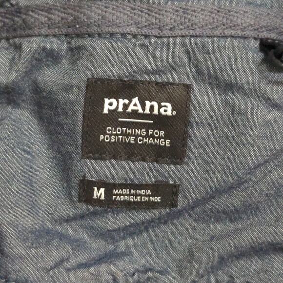 Prana Golden Canyon Flannel Rich Sapphire Plaid Layer Snaps Pocket Organic M New - Picture 9 of 16